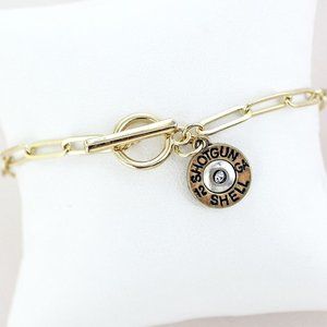 GOLDTONE SHOTGUN SHELL CHAIN TOGGLE BRACELET